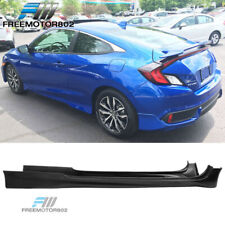 Fits 16-20 Honda Civic Coupe PU Side Skirts Set HFP Style Unpainted Black picture