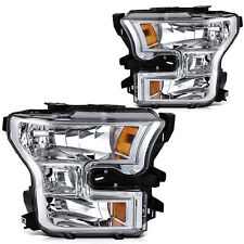 For 2015 2016 2017 Ford F-150 F150 Chrome Left & Right Headlight Assembly Pair picture