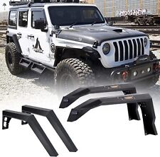 Black For 18-24 Jeep Wrangler JL/JLU Front+Rear Fender Flares Steel w/LED Lights picture