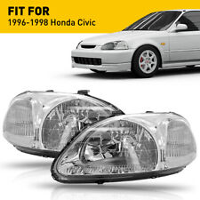 Fits 1996-1998 Honda Civic Headlight Head Lights Lamps Replacement Clear Pair OD picture
