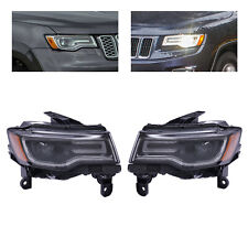 For 2016-2021 Jeep Grand Cherokee Xenon HID Headlight Black Left Right Side Pair picture
