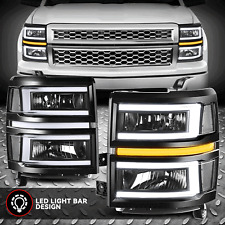 [C-LED Sequential Signal] For 14-15 Chevy Silverado 1500 Headlights Black/Clear picture