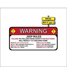 Warning Rules Warning Safety Jeep Instructions Sticker 2.5