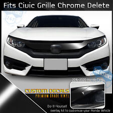 Fit 16-20 Civic Front Grille Trim Chrome Delete Blackout Vinyl - Gloss Black picture