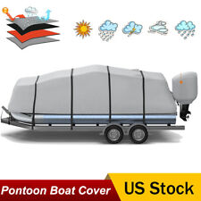 800D Heavy Duty Pontoon Boat Cover Trailerable 22-24ft Waterproof w/ Motor Cover picture