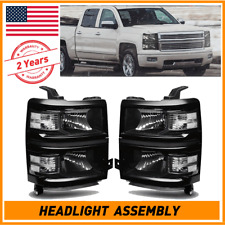 For 2014-2015 Chevy Silverado 1500 Black Headlights Set Left+Right Headlamp Pair picture