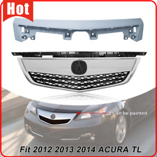 2PC Chrome&Black Trim Grille+White Grill Molding Set For 2012 2013 2014 ACURA TL picture