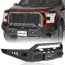 Full Width Front Bumper w/ Winch Plate & 2x Lights For 2015 2016 2017 Ford F150 picture
