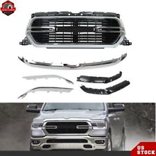 For 2019 2020 2021 2022 Ram 1500 Front Upper Grill + Grille Molding Trim Chrome picture