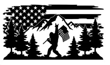 BIGFOOT/SASQUATCH VINYL DECAL - FLAG CARRYING MOUNTAINS - FUNNY VINYL DECALS picture