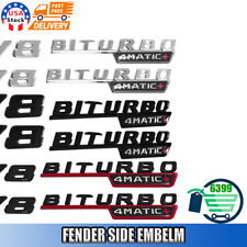 3D Silver Side Fender Badge For AMG V8 BiTurbo 4Matic+ Emblem CL63 C63 E63 S63 picture