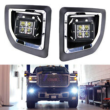 40W CREE LED Pods w/Foglight Cover, Bracket Mounts Relay For 15-19 GMC 2500 3500 picture