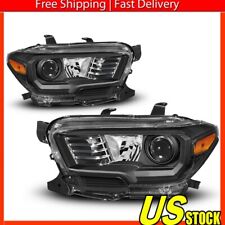 For 2016-2021 Toyota Tacoma Headlights Black Housing Projector Lamps pair 16-21 picture