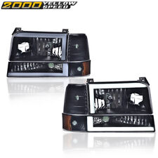 Fit For 1992-1996 Ford F150 F250 F350 LED DRL Headlights Bumper Lamp Black 6Pcs  picture