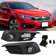 For 2016 2017 2018 Honda Civic Sedan Front Bumper Pair Fog Lights Lamps w/Cover picture