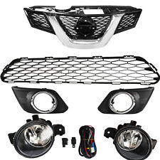 Fits 2014-2016 Nissan Rogue Front Upper and Lower Grille and Fog Light Kit Set picture