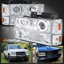 Fits 94-98 GMC C/K C10 Sierra Yukon LED Halo Projector Headlights+Corner+Bumper picture
