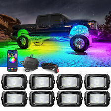MICTUNING Curved C2 RGB LED Rock Lights 8 Pods Underglow Chasing Neon Lights Kit picture
