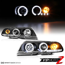 00-03 BMW E46 3-SERIES 01-06 M3 Black Halo Angel Eyes Projector Headlight Lamps picture