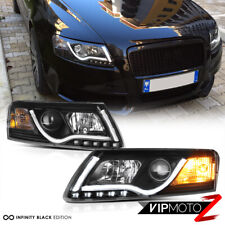 05-08 AUDI A6 Black Projector Headlight Lamp+LED SMD Daytime Driving Lamps Pair picture