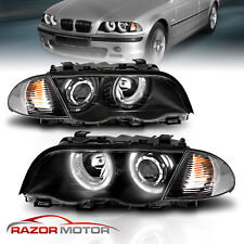 [Dual LED Halo] 1999 - 2001 Fit BMW E46 3 Series Sedan Projector Black Headlight picture