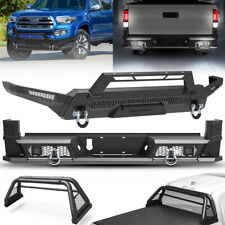 Front/Bumper Bumper + Roll Bar For 2016-2023 Toyota Tacoma w/LED Lights+D-Rings picture
