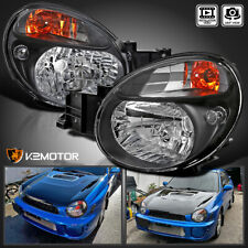 Black Fits 2002-2003 Subaru Impreza WRX/Outback Headlights Lamps Left+Right Pair picture
