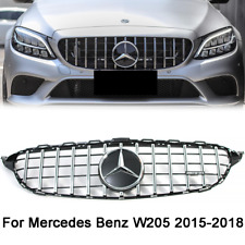 Silver GTR Grille W/3D Emblem For Mercedes Benz W205 2015-2018 C200 C300 C350 picture