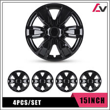 4Pcs 15''Universal Wheel Rim Cover Hubcaps Black Lacquer Caps Trim Rings R15 picture
