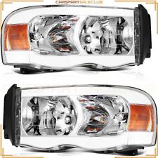 Pair Headlights Assembly For 2002-2005 Dodge Ram 1500 V8 Front Right+Left Chrome picture