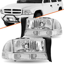 Fits 1997-2004 Dodge Dakota 1998-2003 Durango Chrome Clear Headlights Left+Right picture