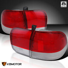 Red/Clear Fits 1996-1998 Honda Civic 4Dr Sedan Tail Lights Brake Lamp Left+Right picture