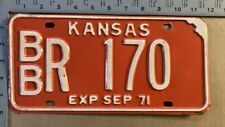 1971 Kansas license plate BB R 170 YOM DMV Bourbon Ford Chevy Dodge 15698 picture
