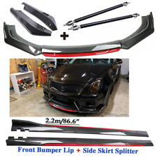 For Cadillac CTS CTS-V Carbon Fiber Front Bumper Lip Spoiler + Side Skirt Rear picture