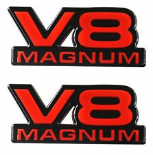 V8 Magnum Emblem Fender Door Badge 1500 Van  for 94-01 Magnum Black Red-2pcs picture