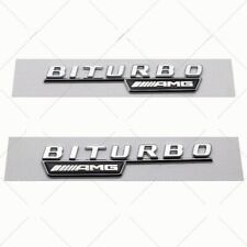 Chrome 2x BITURBO AMG Letters Fender Emblem Emblems Badges for AMG picture