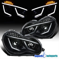 Fit 2001-2007 Mercedes Benz 01-07 W203 C-Class Projector Headlights LED Bar Pair picture