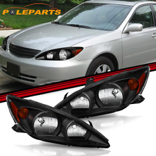 2X Pair Black Housing Headlights Clear Lens Assy For 2002-2004 Toyota Camry New picture