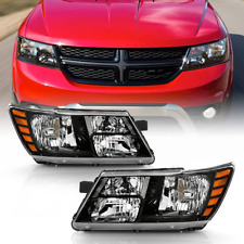 For 2009-2020 Dodge Journey Headlights Pair Black Chrome Headlamps 09-18 LH+RH picture