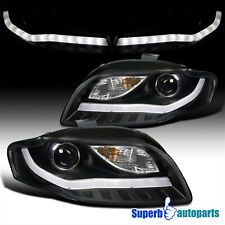 Fits 2006-2008 Audi 06-08 A4 Black Projector Headlights W/ BMW Style LED Strip picture