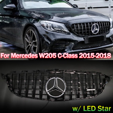 Black GTR AMG Grille Grill w/LED Emblem For Mercedes W205 C250 C300 C200 2019-21 picture