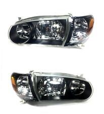 Fit For 01 02 Toyota Corolla JDM Black Headlights Lamps LH RH  picture