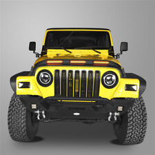 Black Hood Protector Stone Guard w/ Amber Lights For Jeep Wrangler TJ 1997-2006 picture