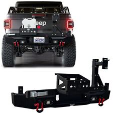 Vijay For 2020-2024 Jeep Gladiator Steel Rear Bumper W/Tire Carrier & LED Lights picture
