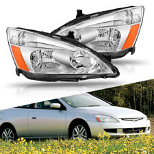 OE Style Chrome/Amber Headlight Assembly For 03-07 Honda Accord Sedan/Coupe 2x picture