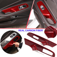 Red Real Carbon Fiber Window Lift Button Cover Trim For Corvette C8 Coupe 20-23 picture