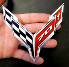 Corvette C8 70th Anniversary Crossed Flags NON OE Badge Steel 4.5 x 4.5 (Magnet) picture