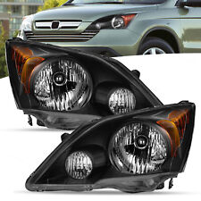 Fit For 2007-2011 Honda CRV CR-V Black Headlights Assembly HeadLamps Pair Set picture
