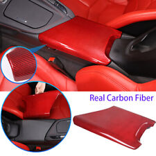 Red Real Carbon Fiber Center Console Armrest Box Cover Trim For Corvette C8 20+ picture