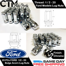 20PC FORD CHROME CONICAL SEAT 1/2-20 WHEEL LUG NUTS BULGE ACORN FOR FORD MODELS picture